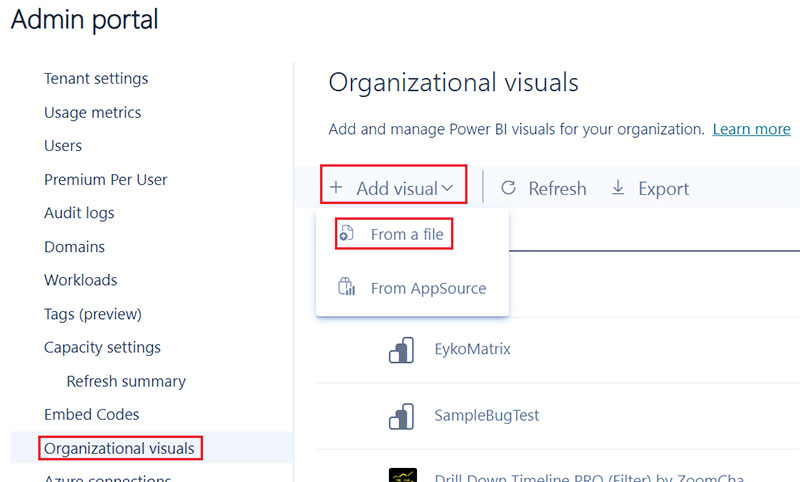 Manage Power BI visuals admin