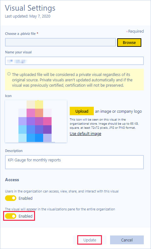 Manage Power BI visuals admin