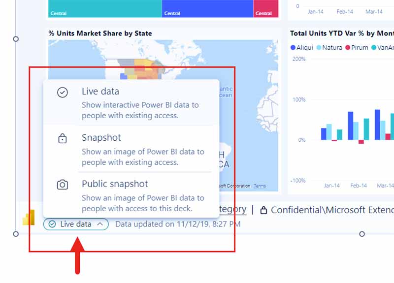 داده‌ های live نرم افزار Power BI در پاورپوینت
