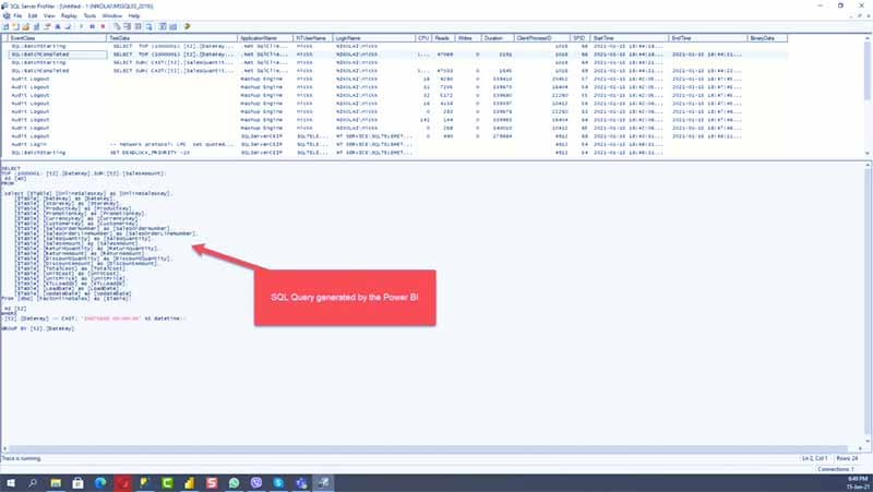 ثبت کوئری‌های SQL تولید شده توسط Power BI