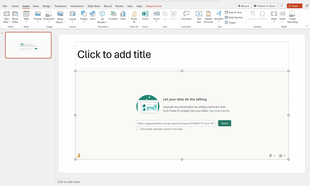 داده‌های زنده Power BI به پاورپوینت