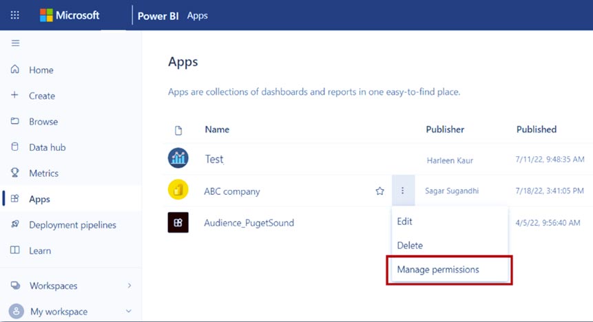 انتشار یک برنامه در Power BI