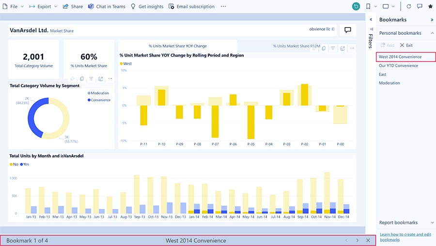 Bookmark in the Power BI service