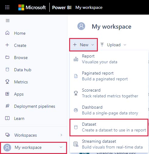 Create report from Excel in Power BI service