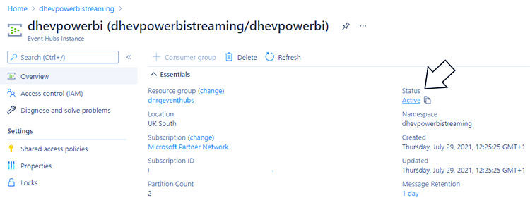 Power BI Streaming Dataflow