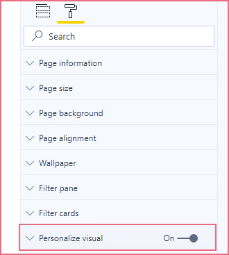 Power BI Personalize Visuals