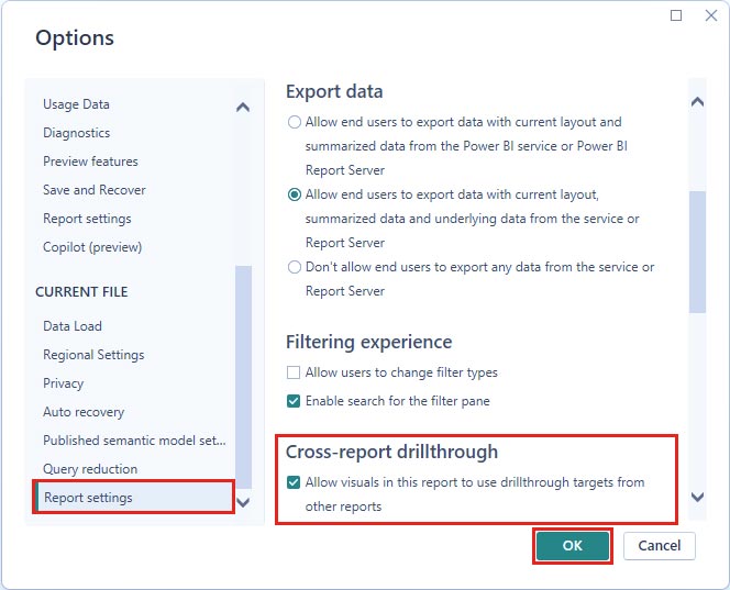 Use cross-report drillthrough in Power BI