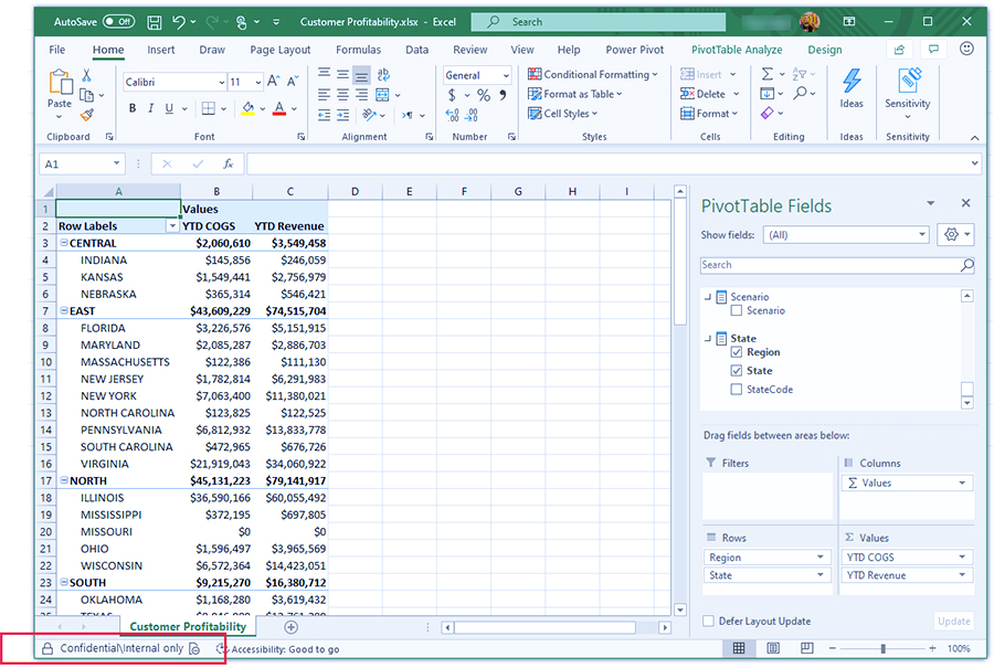 برچسب حساسیت در Power BI