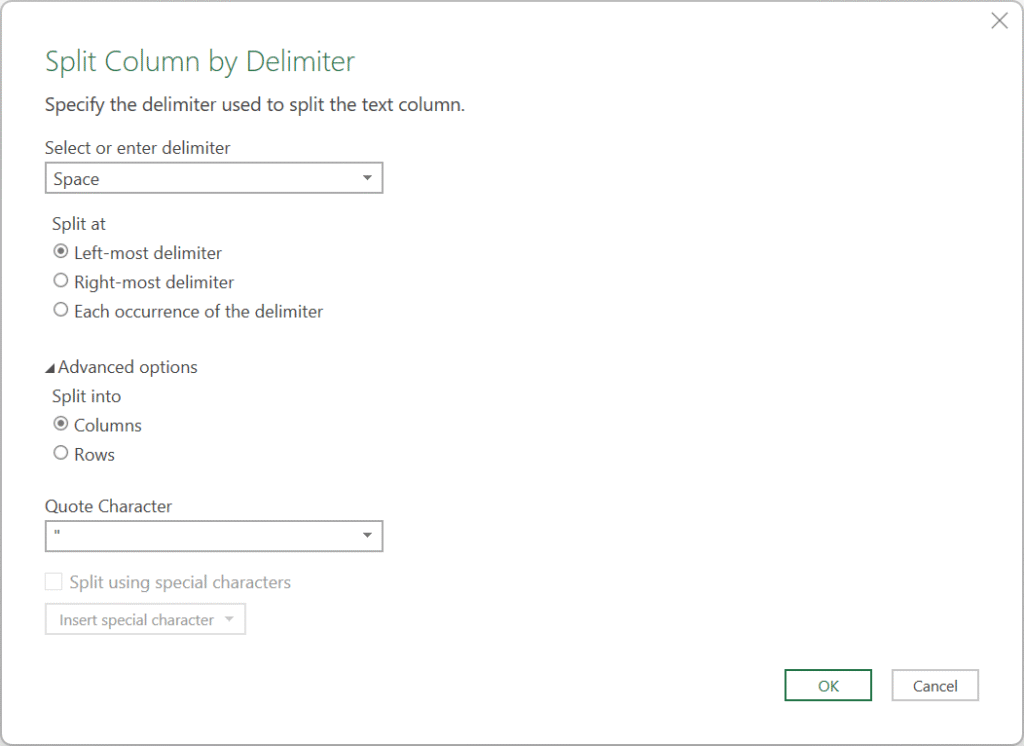 تقسیم ستون‌ها با استفاده از Delimiter در Power Query
